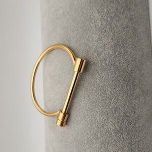18k Gold Plated D Shape Screw Cuff Luxury Bangle